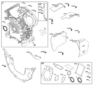 Cylinder Group Diagram and Parts List for 61E377-0059-J1 400000 - 699999 Briggs and Stratton Engine
